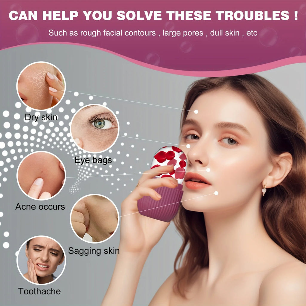 Face and Eye Ice Roller, Face Beauty Ice Roller, Facial Ice Massage Beauty Silicone, Reusable Leakproof Skin Care Tool