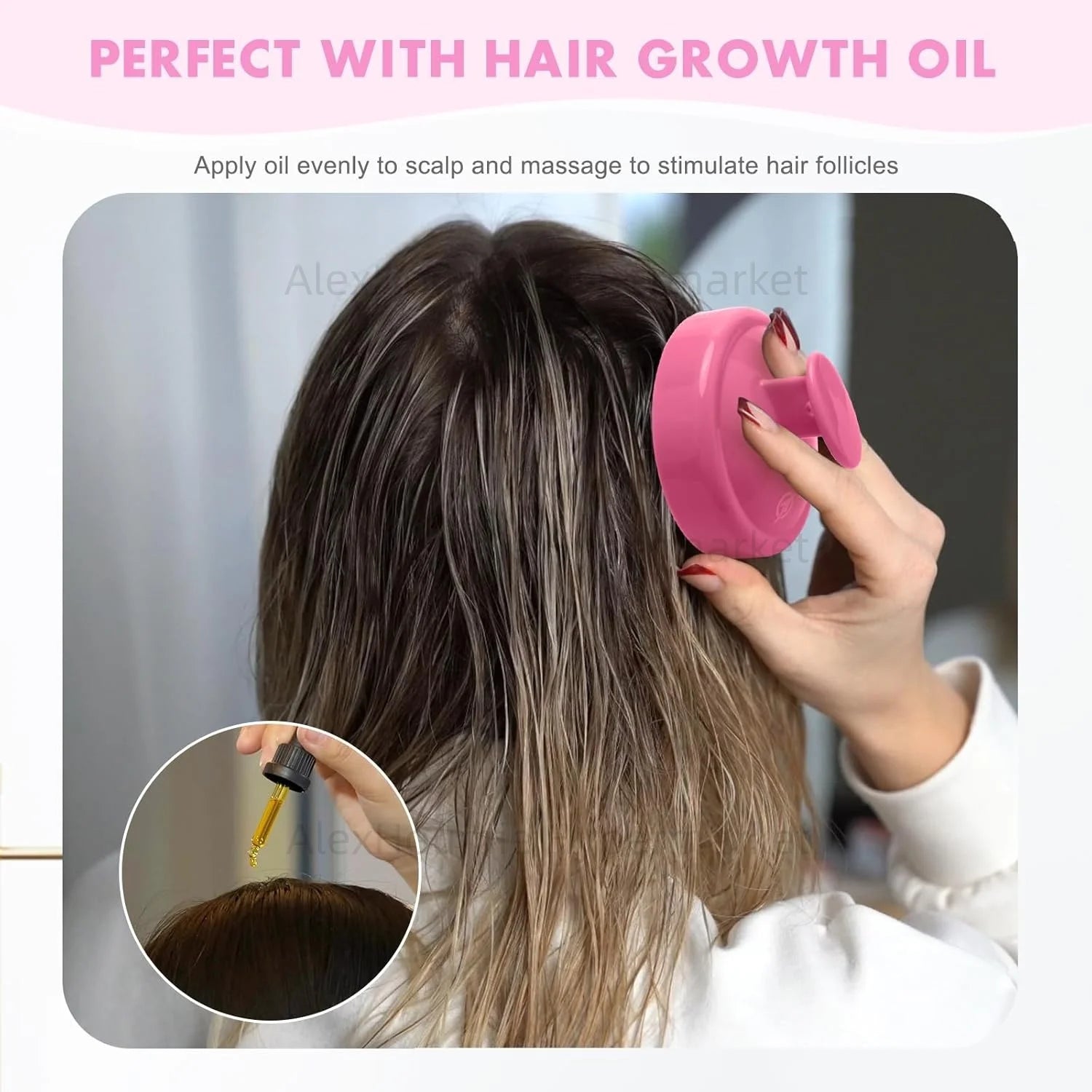 Massager Shampoo Brush Soft Silicone Bristles for Scalp Care Hair Scalp Scrubber Exfoliator for Dandruff Removal Hair Growth