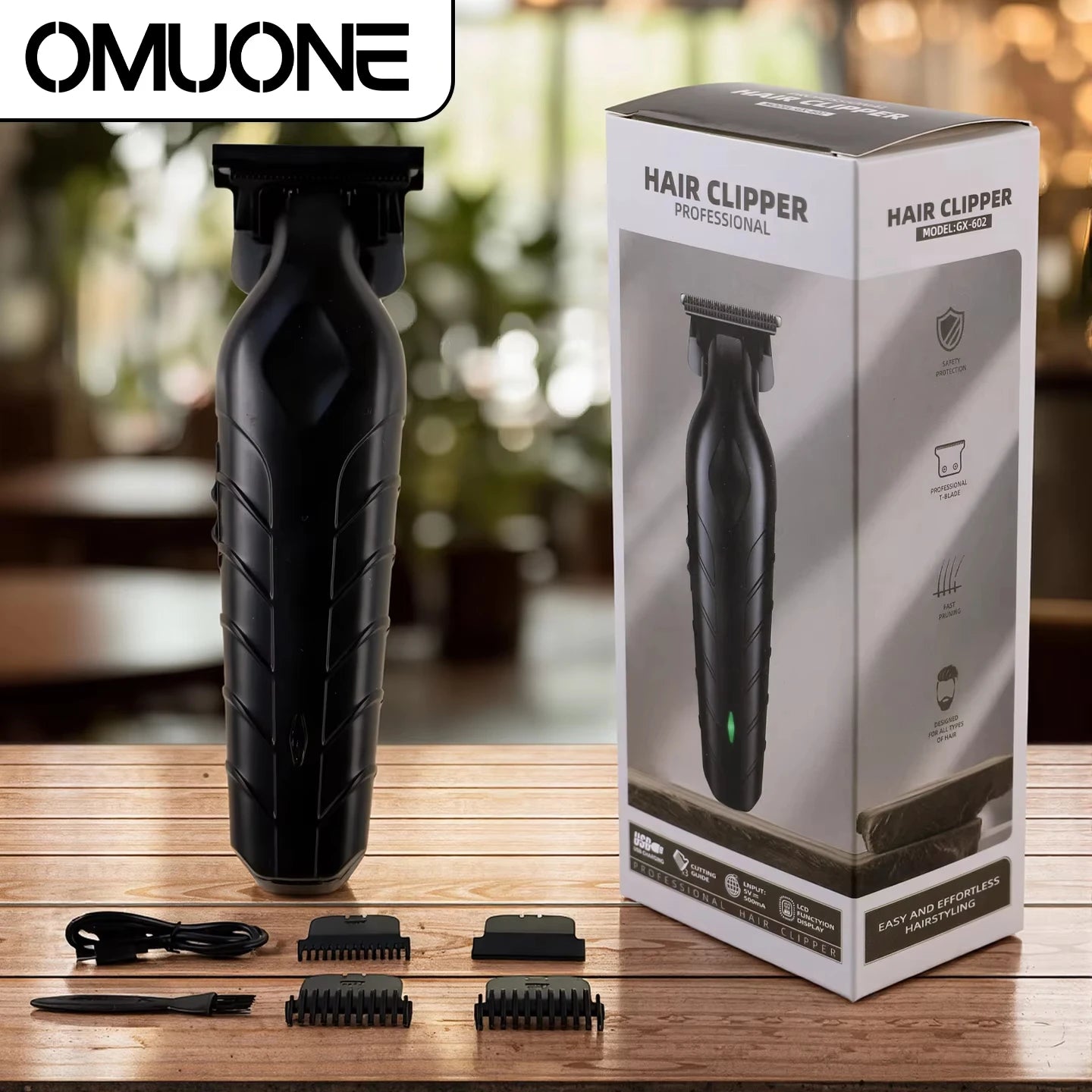OMUONE Professional Barber Cordless Hair Clipper USB Rechargeable Hair Trimmer Precision Beauty Tool Men's Gift