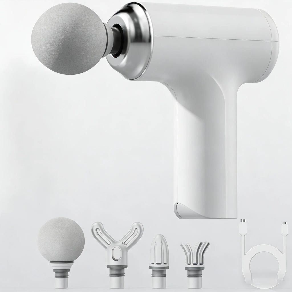 Portable Massage Gun with 4 Interchangeable Heads & LED Display - Full Body Percussion Massager for Deep Muscle Relaxation