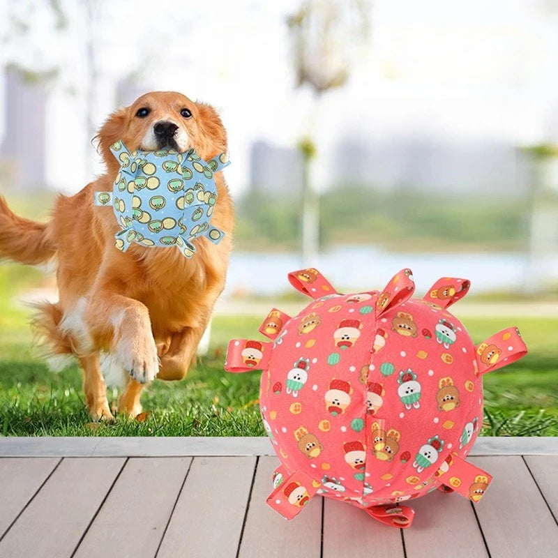 Interactive Ball Dog Toy for Aggressive Chewers Training Decompress Bite Resistant Plush Handle Dog Toys with Bells Pet Supplies
