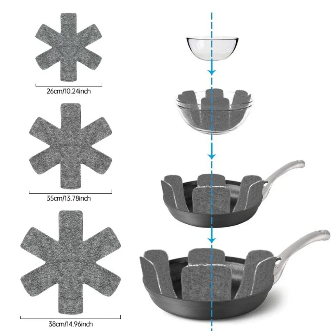 Pot and Pan Protectors 6Pcs Pot Dividers Pad Non-woven 3 Sizes Pans Separator Pads for Protecting Separators Pads Cookware