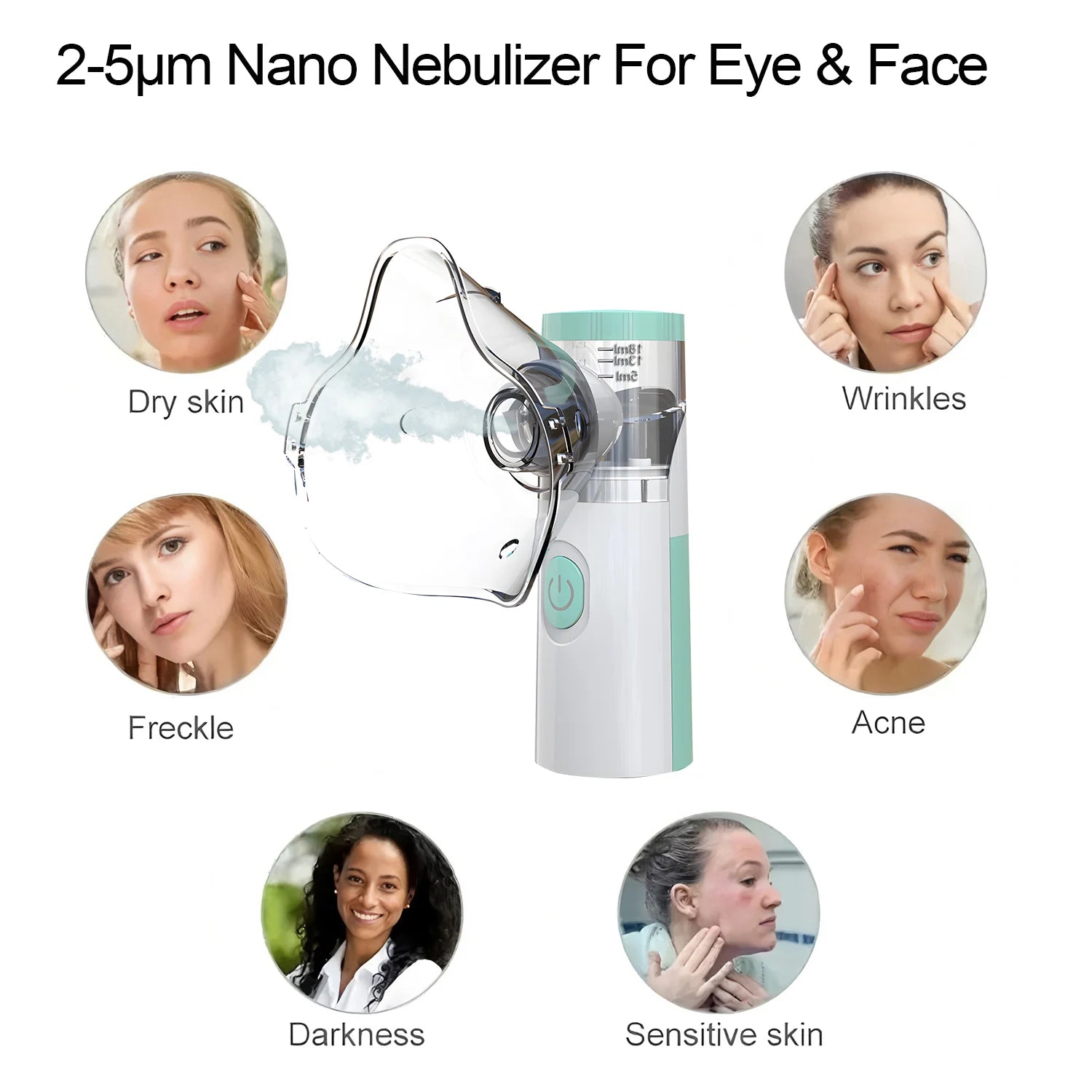 Compress Eye Steamer Relieve Fatigue Dry Eyes Moisturizing Heating Face Eye Massager Mask Humidifier Mist Nano Sprayer