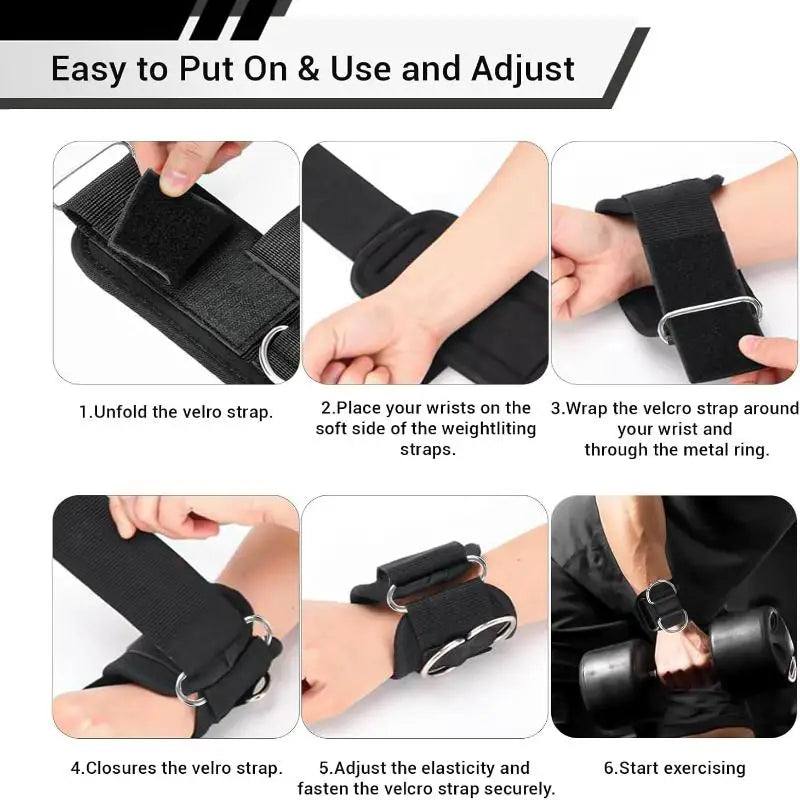 1Pair Weight Lifting Straps With Padded Wrist Wraps Gym Exercise Deadlift Straps Anti-Slip Strength Training Weightlifting Strap