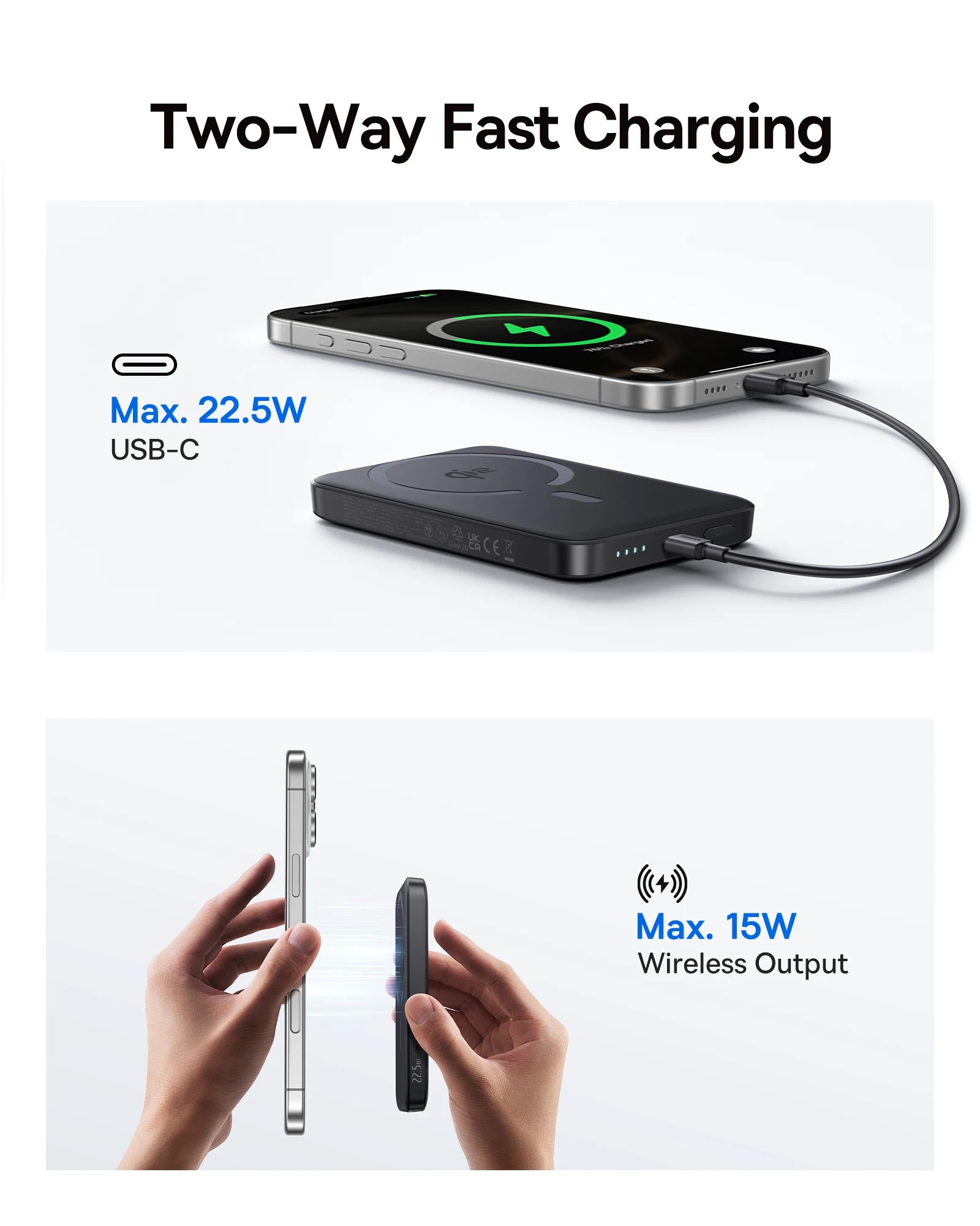 Baseus Qi2 Magnetic Power Bank 10000mah 15W Wireless Charging 22.5W Wired Charge Qi2-Certified for iPhone 16 15 14 13 12 Pro Max