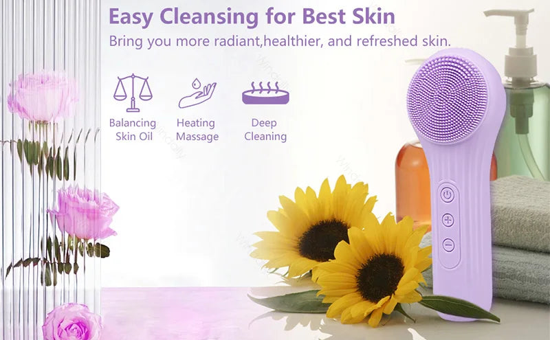 Sonic IPX7 Waterproof Facial Cleansing Brush Device Silicone Face Scrubber Exfoliator Cleaner Vibration Massager Deep Cleansing