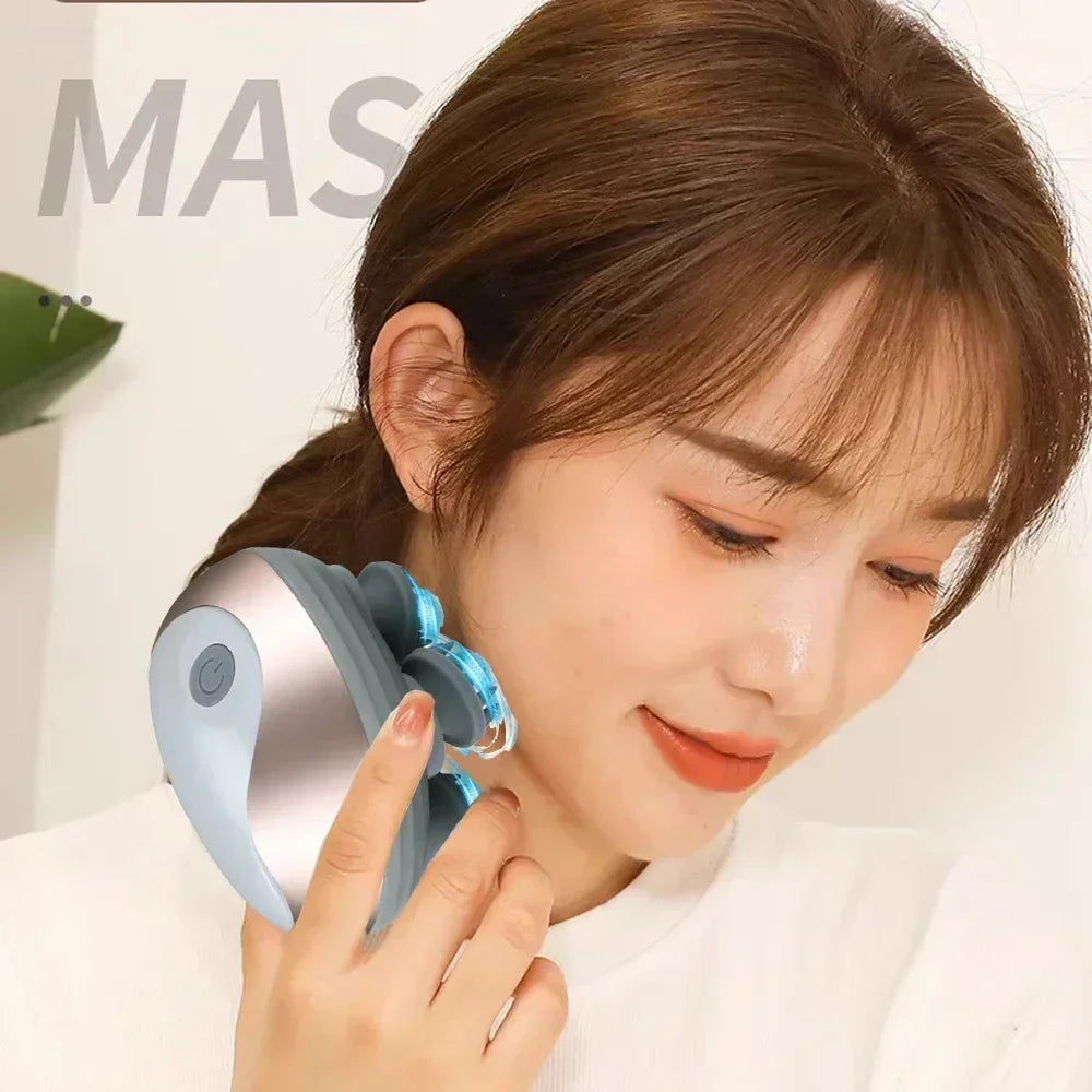 6 Modes Electric Scalp Massager Silicone Kneading Vibration Head Massager with Rechargeable Portable Hair Growth Massage Device