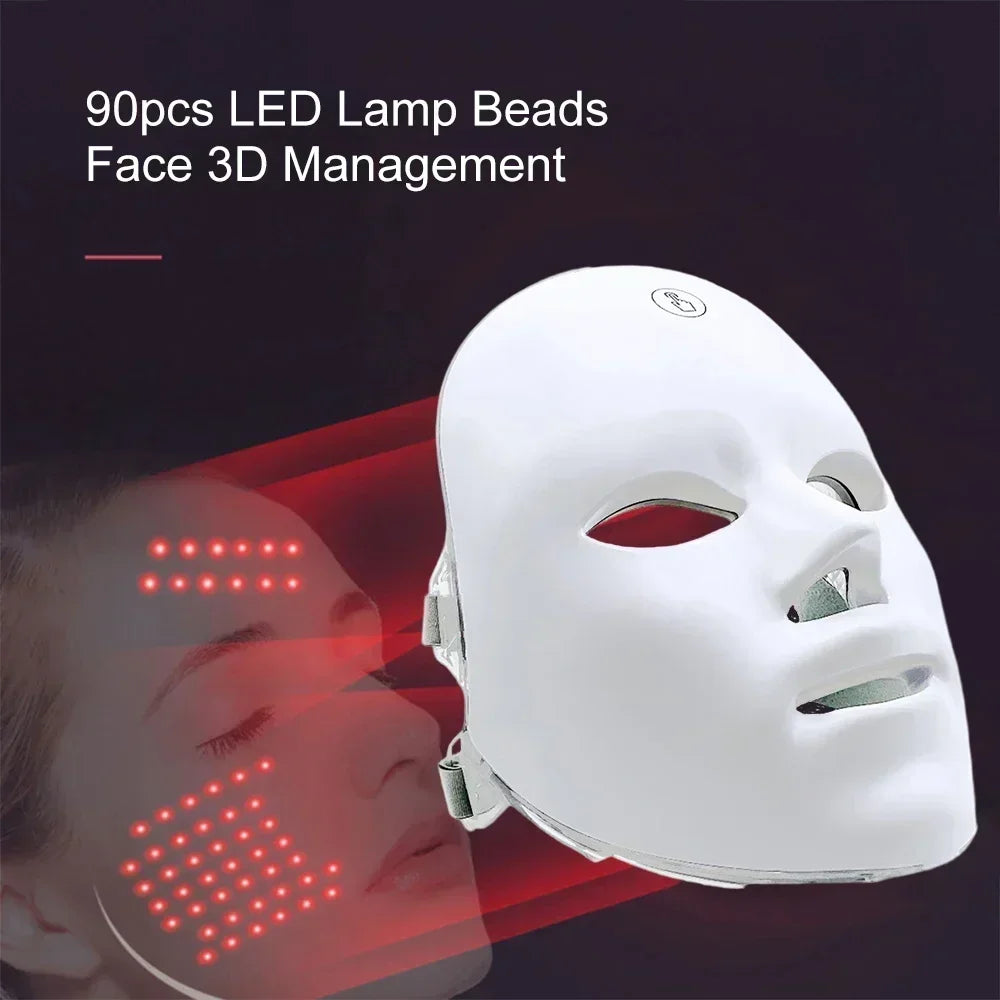 LED Face Mask Light Therapy 7 Colors Light Therapy Mask Skin Rejuvenation Tightening for Skin Care Anti Acne Wrinkles Whitening