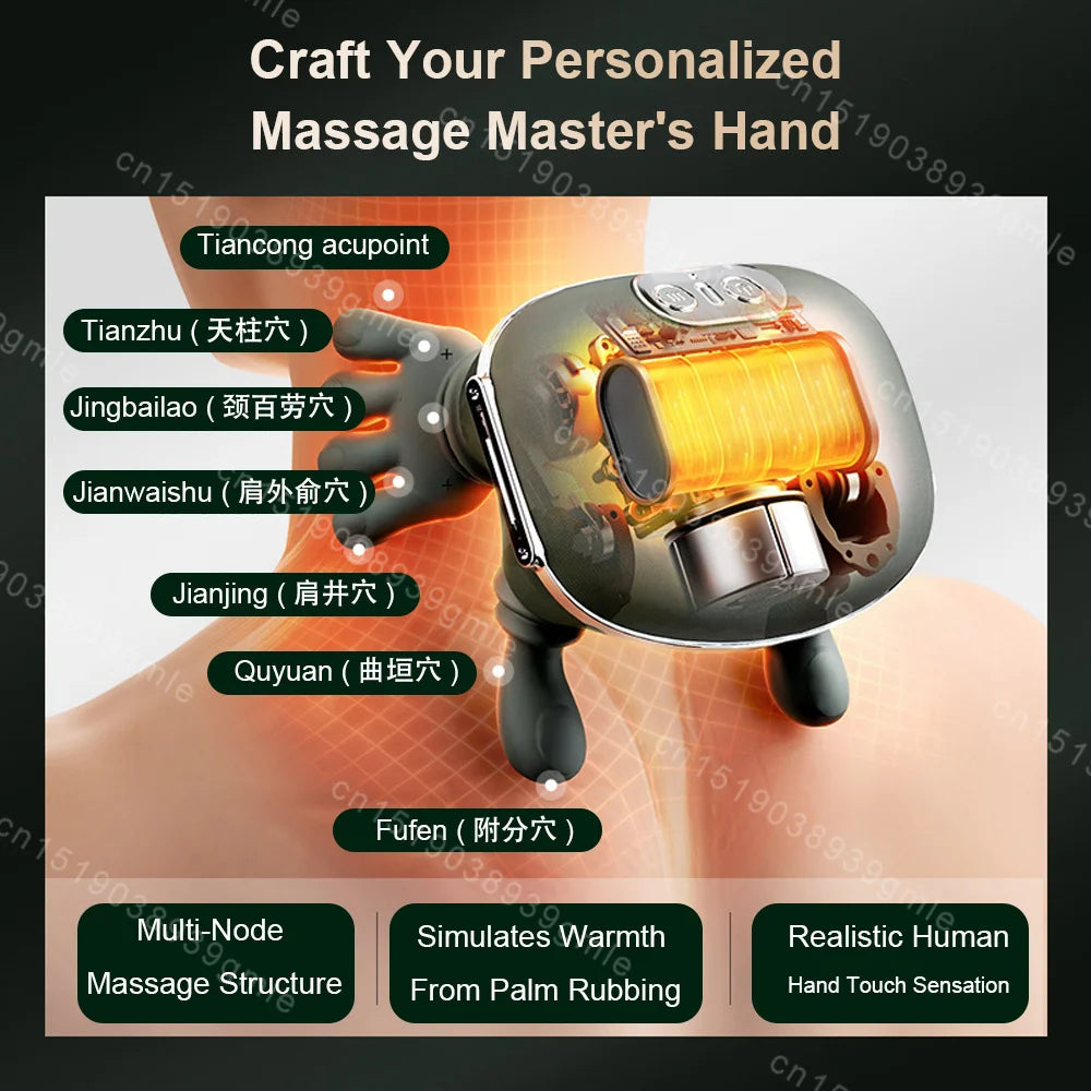 Heated Neck Massager Cervical Spine Massager Electric Kneading Neck Massager Deep Fatigue Relief Relax Muscle Hot Compress