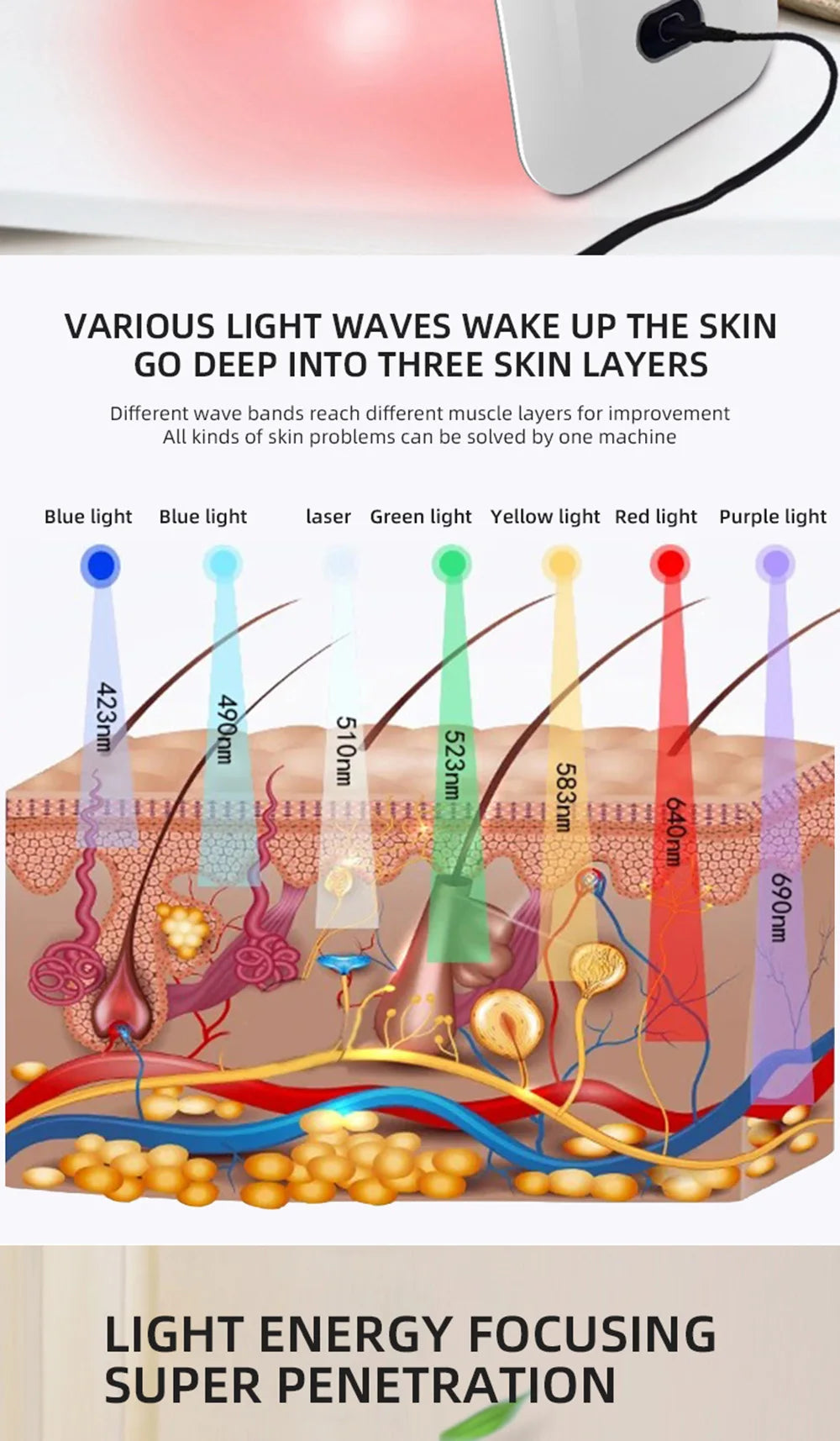 7 Colors LED Mask PDT LED Mask Light Therapy Skin Care Tools Beauty Health Facial Masks Red Light Therapy Wrinkle Remove Lamp