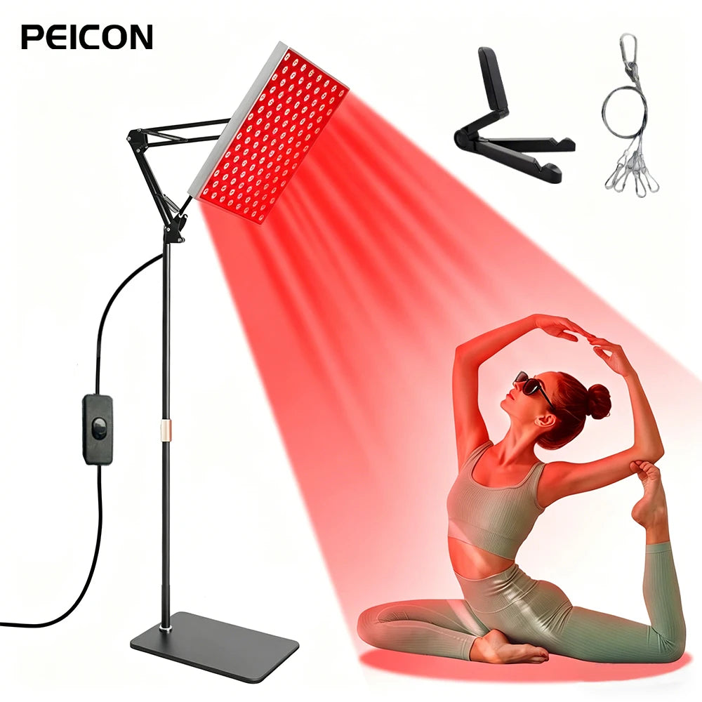 LED Red Light Therapy Lamp 660nm 850nm Beauty Skin Care 225 LED Red Light Panel with Stand Hanger Infrared Lamp For Face Body
