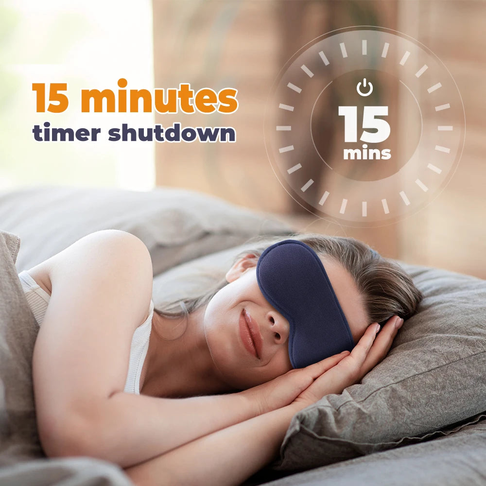 USB Heated Eye Mask 3D Smart Timing Massage Mask for Eye Fatigue Relief Sleep Aid & Travel Use Rechargeable Warm Compress