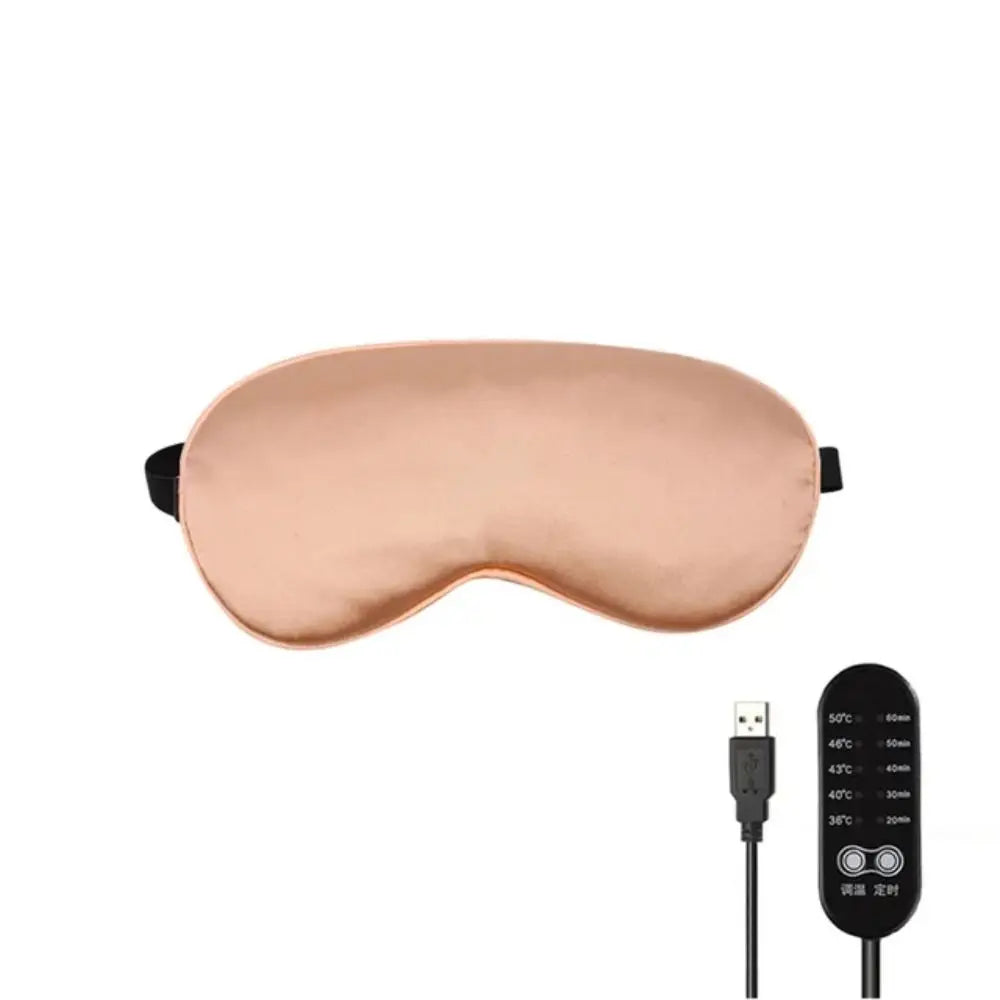 New Electric USB Heated Eye Mask Adjustable Compress Silk Sleep Eye Cover Heated Temp Control Dry Eyes Heating Pad
