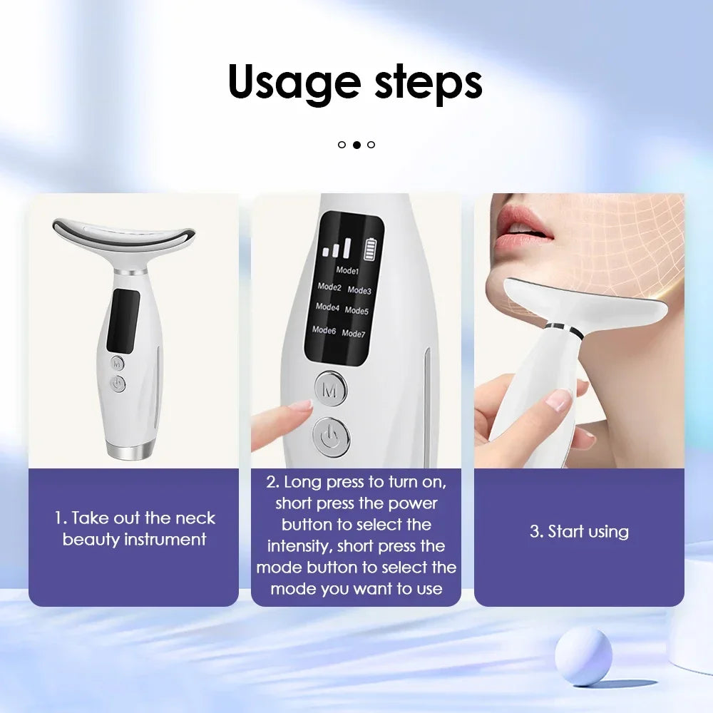 7 Colors LED Photon Therapy Face Neck Beauty Device 7 Modes 3 Levels Vibration Massage Skin Lifting Anti Wrinkle Machine Home Us