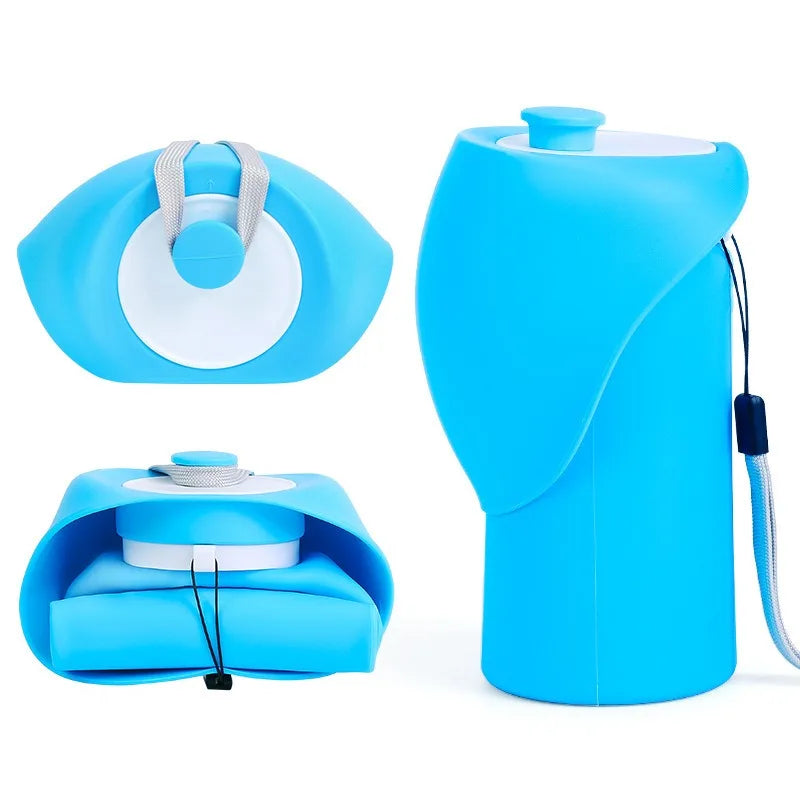 Pet Travel Water Bottle: Collapsible Dog Water Dispenser with Drinking Tray - Portable Leak-Proof Outdoor Hydration Solution